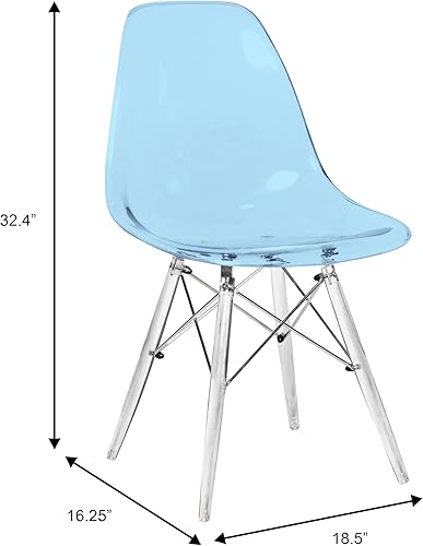 Miniatura 2 de LeisureMod Silla de comedor moderna moldeada con base Eiffel cromada y soporte acrílico en forma de X, silla auxiliar ergonómica para cocina,