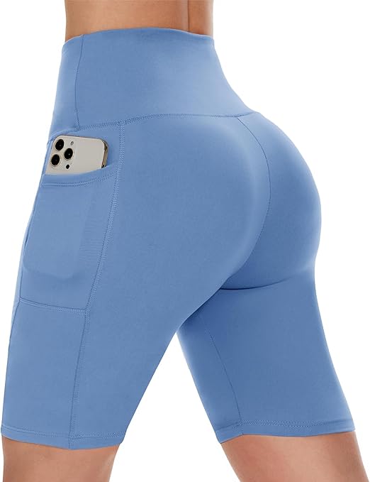 CAMPSNAIL Biker Shorts Women with Pockets - 3"/5"/8" High Waisted Workout Spandex Tummy Control Gym Running Yoga Shorts