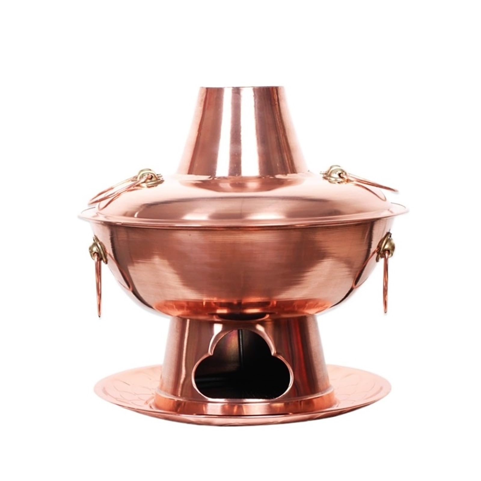 asdchZen Chinese Hot Pot Copper Hot Pot Household Charcoal Copper Hot Pot Old Beijing Shabu-Shabu Copper Fire Boiler Charcoal Kitchen Cooking Pot,Copper,32cm