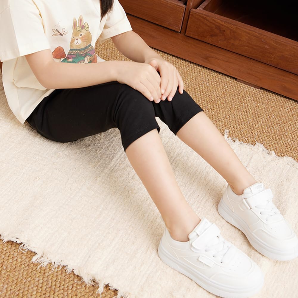 VVEEWUU 5 Pack Cotton Cropped Leggings for Girls 3/4 Pants Basic Girls Capri Leggings - Image 4