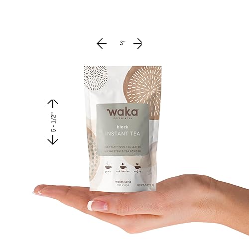 Miniatura 4 de Waka Tea Powder - Té instantáneo negro keniano tamaño de viajepaquete de muestra - 100% hojas de té - 20 porciones para té caliente o helado