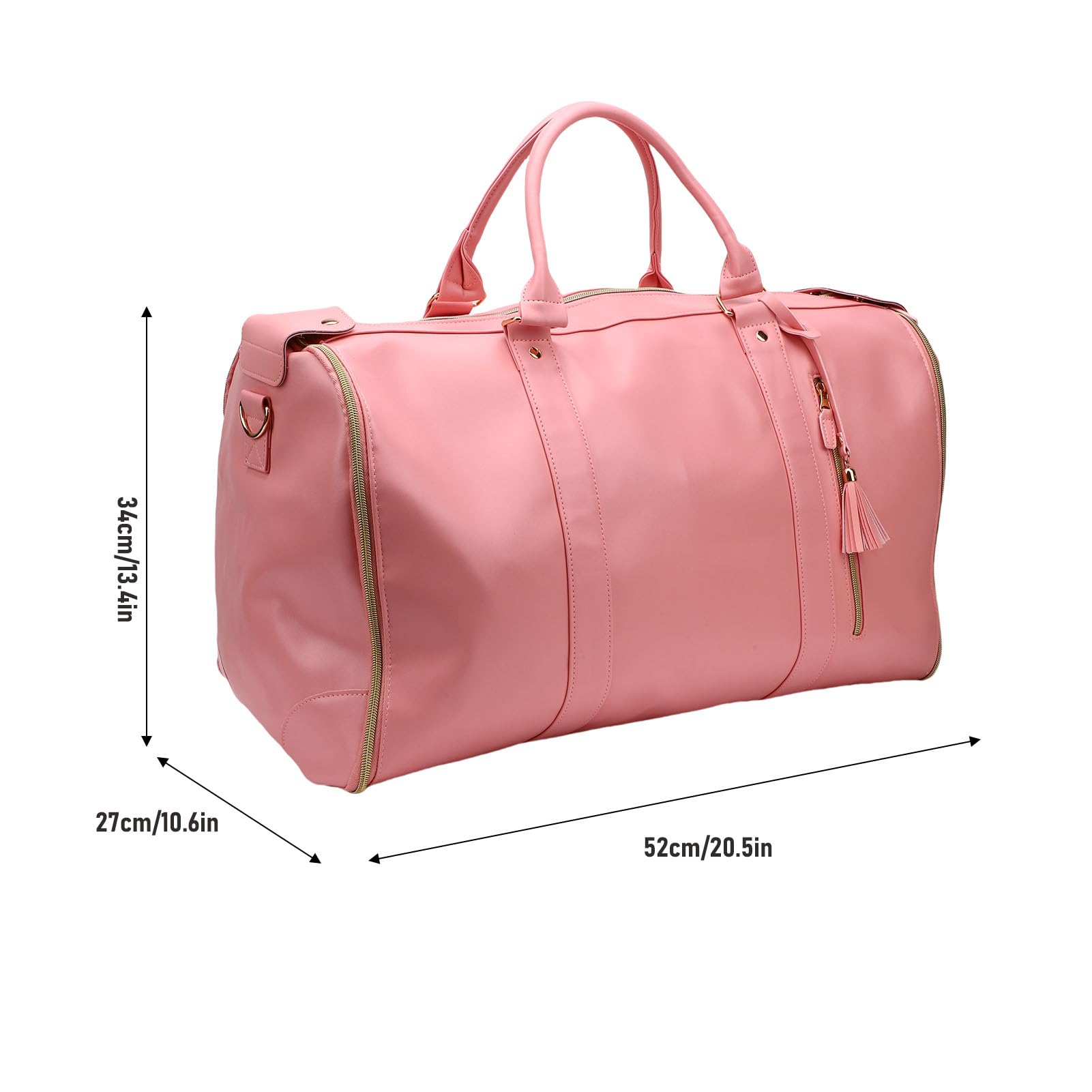 LICAEVEY Torba Podróżna Duża pojemność Miękka Skórzana Rączka Wodoodporna Torba do Przechowywania ubrań z Odpinanym Uchwytem 40L (PINK)
