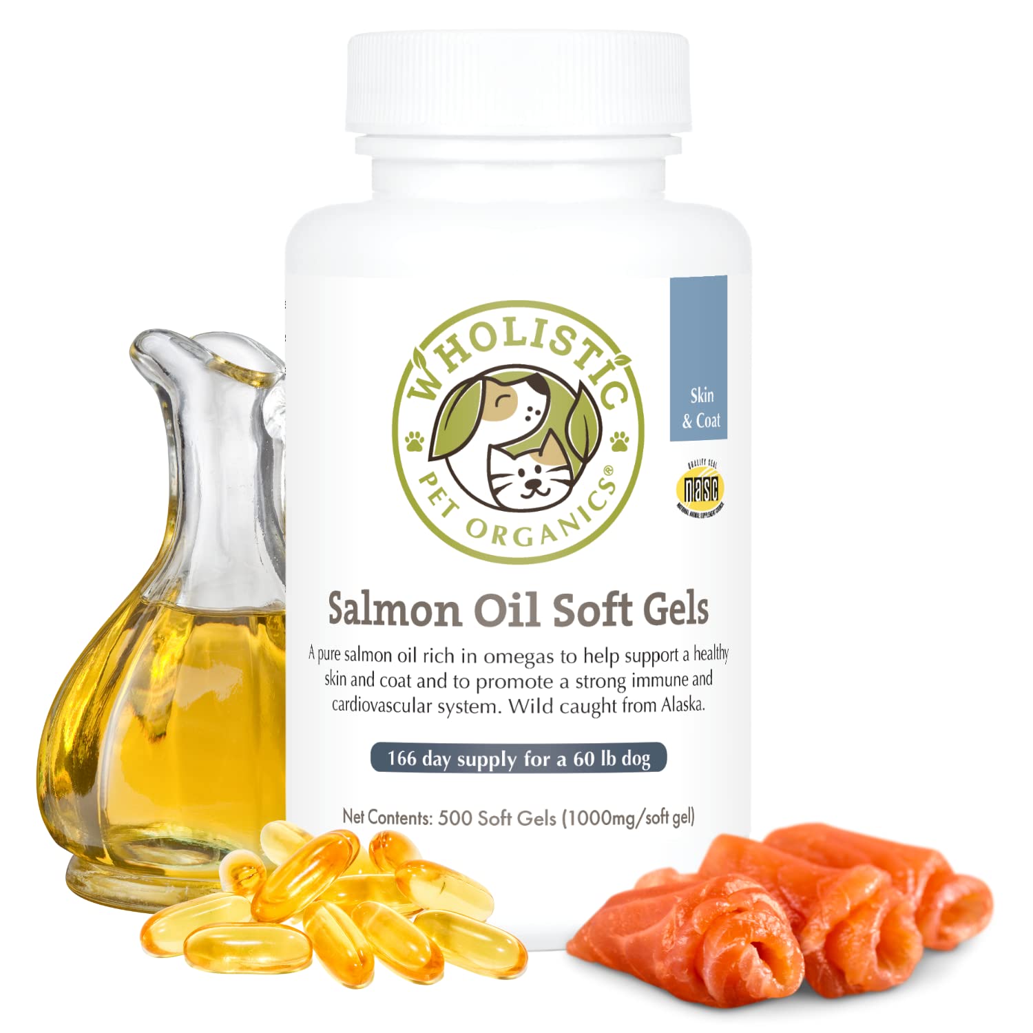 Wholistic Pet Organics Wild Deep Sea Salmon Oil 500 Capsules Supplement