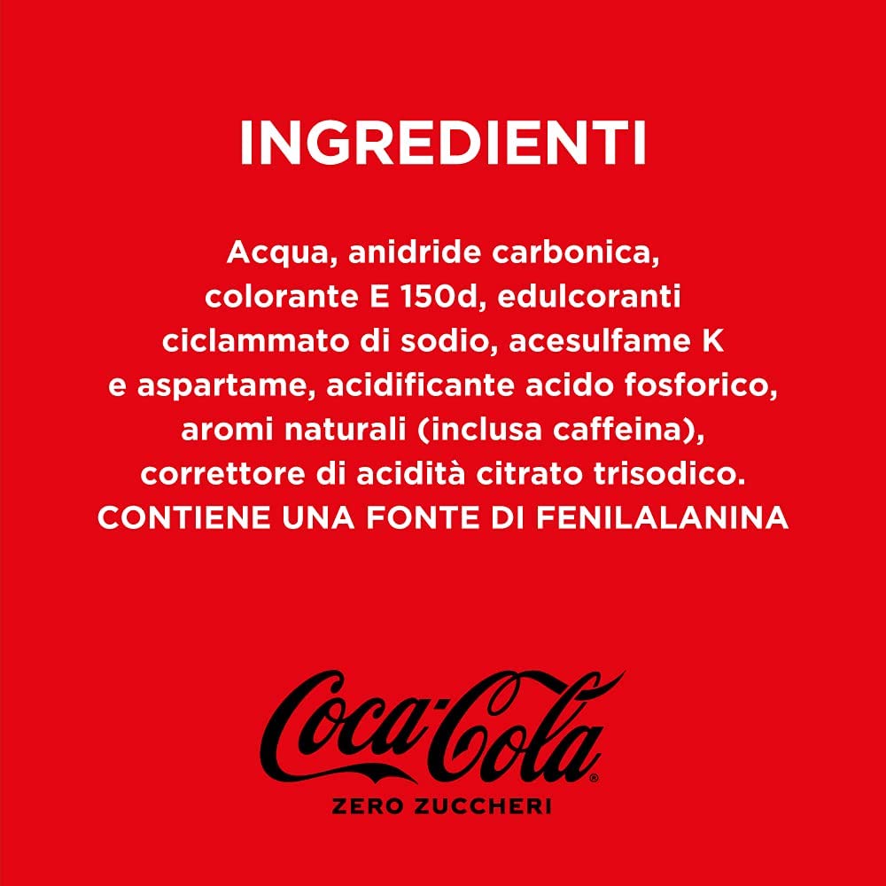 Lot de 72 boîtes de Coca sans sucre - 330 ml - Boisson italienne sans alcool