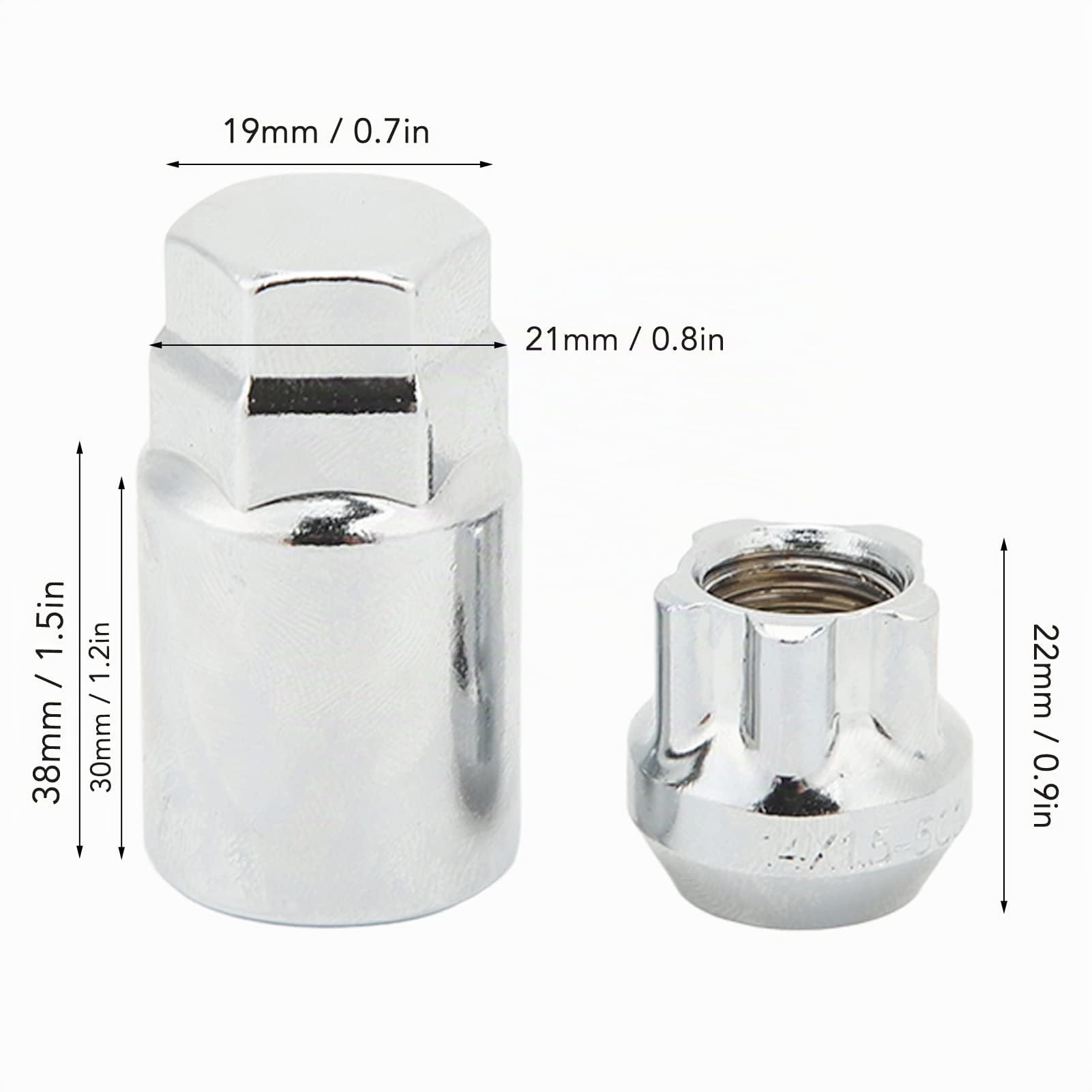 Keenso Écrous de Roue de Verrouillage, M14 X 1.5 Siège Conique en Acier Inoxydable Verrous de Roue écrous de Verrouillage de Roue Boulons Kit de Remplacement pour 3 Y S X
