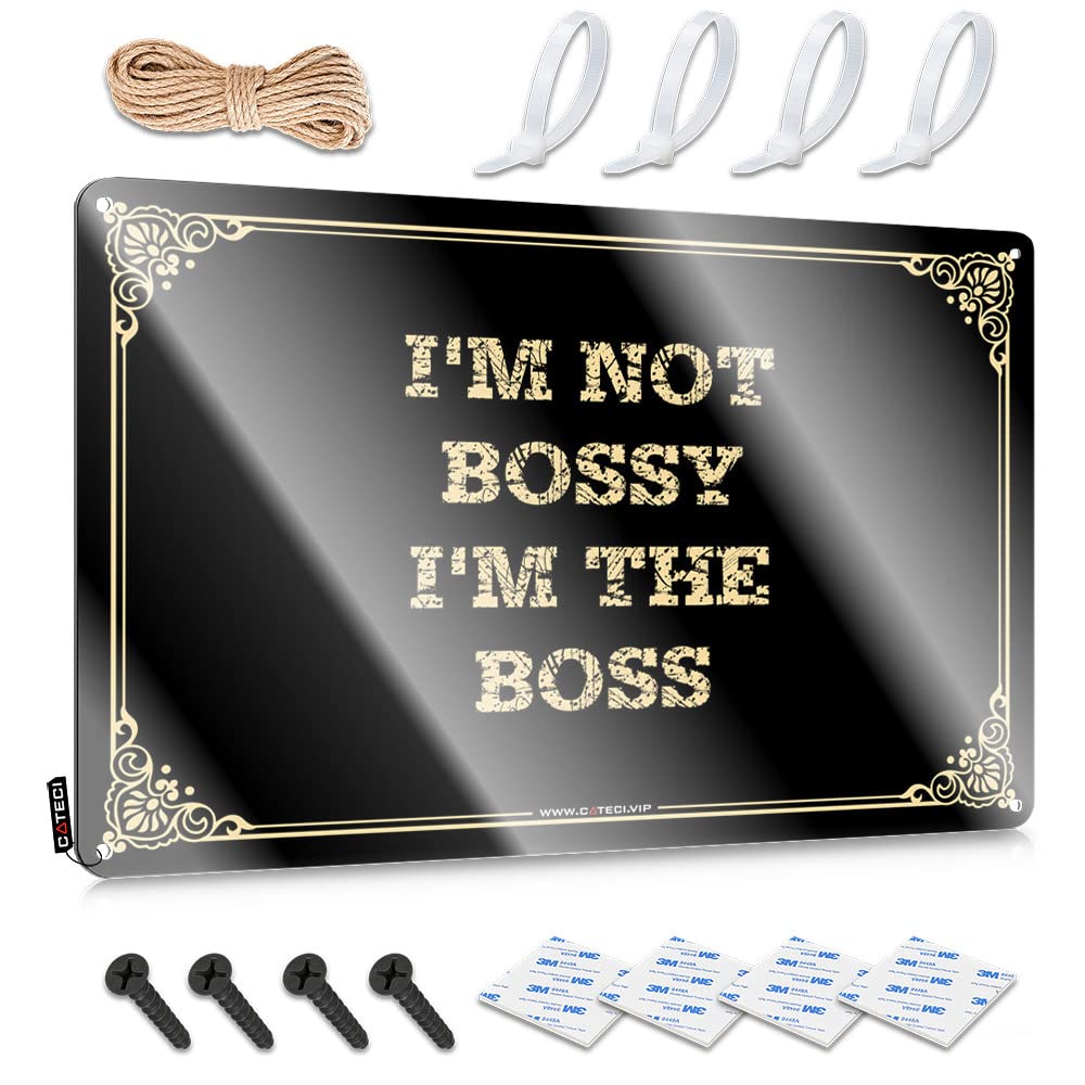 MWFKKADDB Funny Signs For Home Bar I'M Not Bossy The Boss Tin Sign Funny Office Signs Funny Desk Signs(20X30CM)