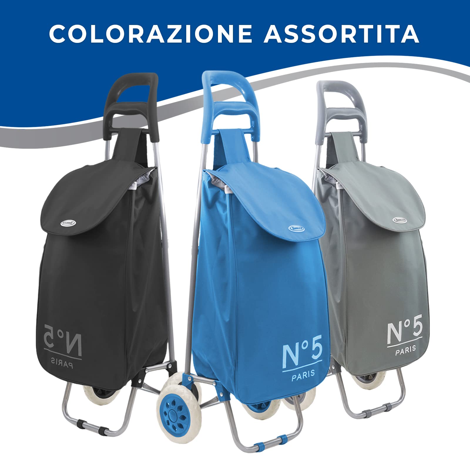 Carrello Trolley Multiuso Maury's - Porta Zaino/Spesa/Valigia, Portata 15 Kg, Colori Assortiti - Foto 5