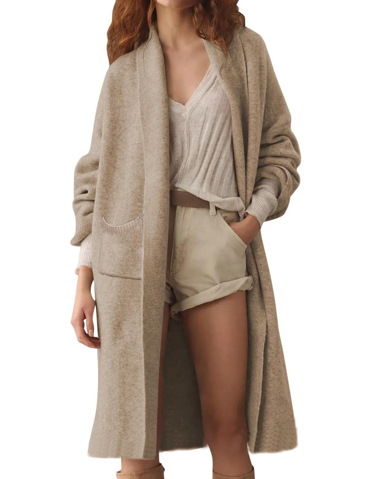 Kinghua Long Cardigan Sweaters for Women Fall Winter Open Front Coatigan Jackets Lightweight Coats