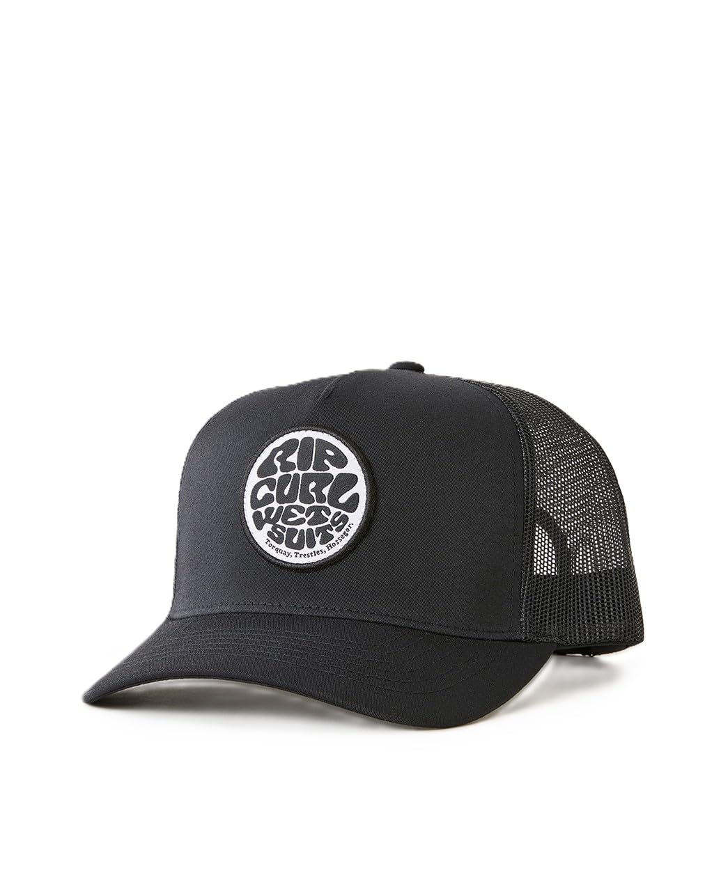 RIP CURL MENS MESH TRUCKER CAP.WETSUIT ICON BLACK LOGO SNAPBACK BASEBALL HAT W25