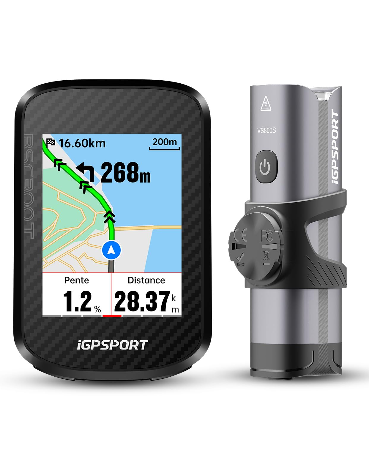 iGPSPORT BSC300T Compteur Velo sans Fil et 800 Lumens Lumiere Velo