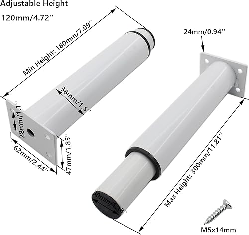 Miniatura 2 de Paquete de 4 patas ajustables para muebles, patas de soporte de acero inoxidable, patas de repuesto resistentes para sofá, mueble de TV, sofá, mesa
