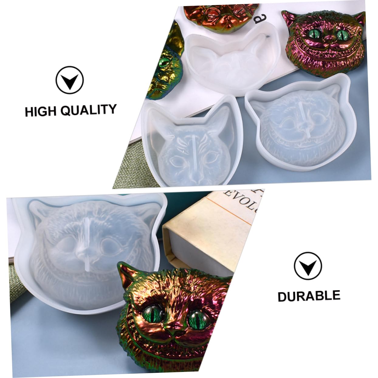 SHINEOFI 9pièces Moule Silicone pour Animaux Têtes De Chat Hibou Et Chauve-Souris pour Vos Projets Époxy Et Décoration Créative