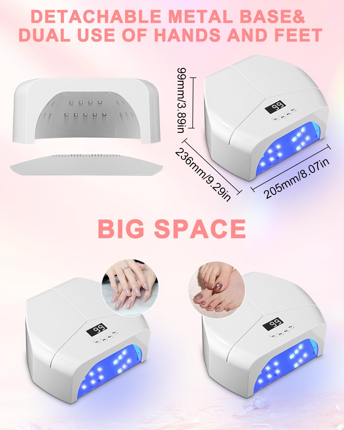 298W Lampada UV LED Unghie, con 72 Leds Fornetto Unghie Semipermanente, Lampada UV con 4 Timer e Sensori Automatici, Lampada LED Unghie