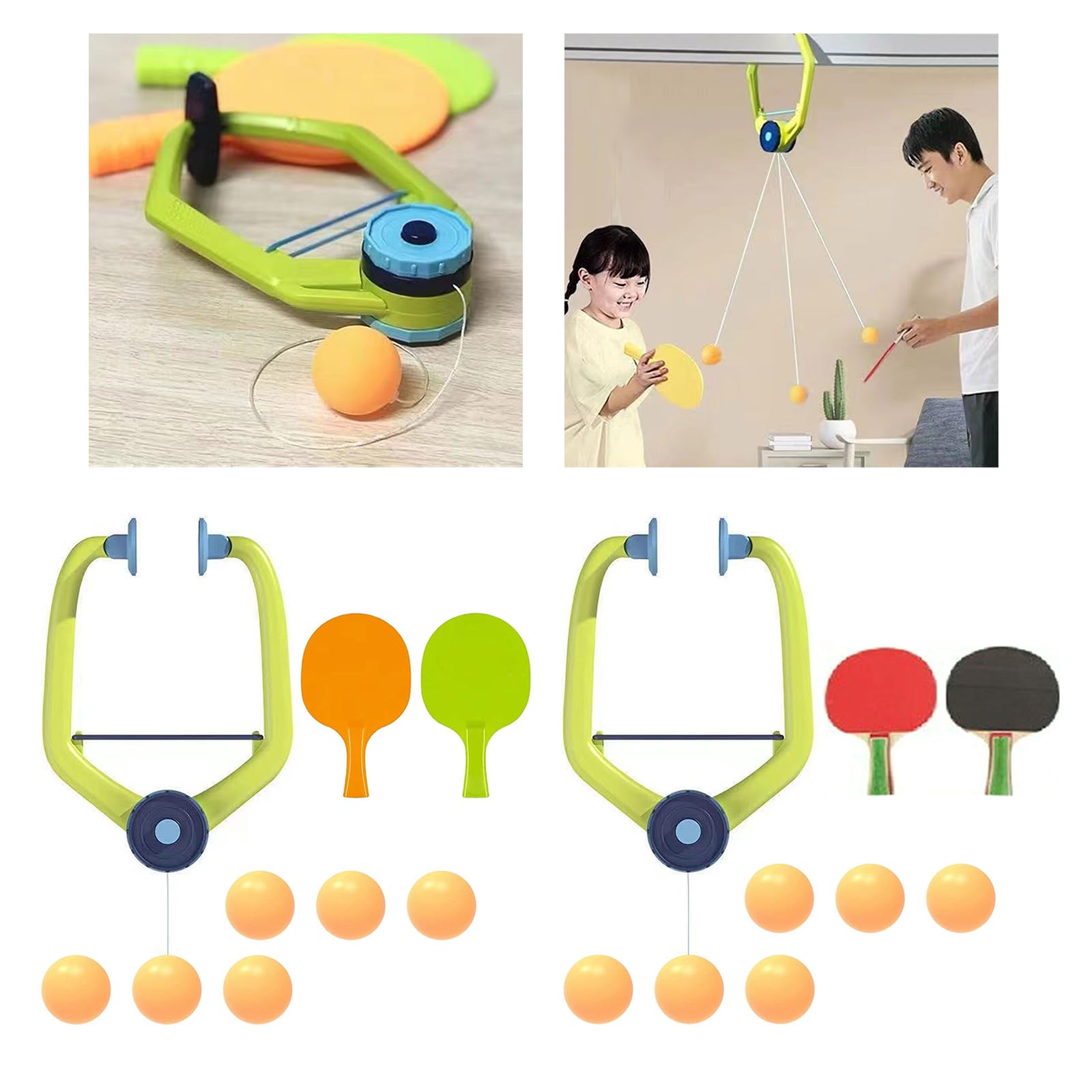 Hanging Table Tennis Trainer Hanging Table Tennis Trainer Set Paddles and Balls Exerciser Door Pingpong Doorway Game Set