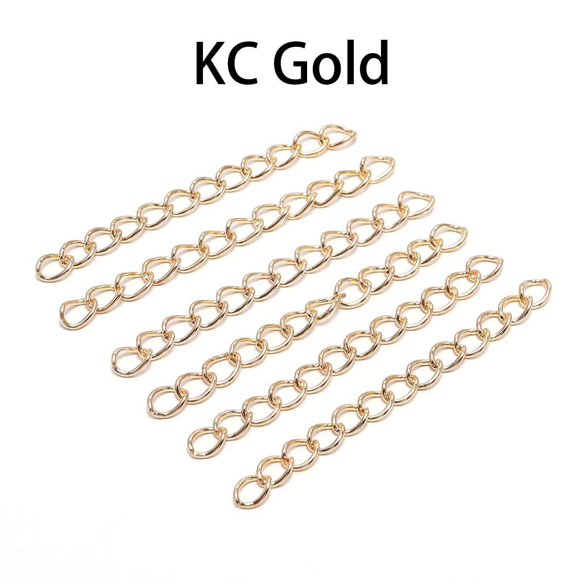 100pcs/lot 50mm KC Gold Necklace Extension Chain Bulk Bracelet Extended Chains Tail Extender for DIY Jewelry Making Findings (KC Gold, 5cm (2.0inch)*100pcs)