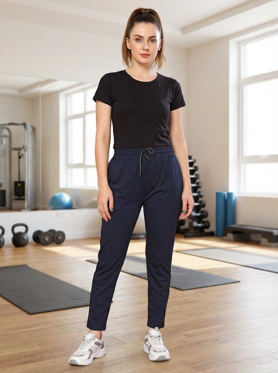 Anand Women's Athletic Pants Running Workout Joggers Lightweight Gym Jogging Track Casual Trackpants with Pockets -AI_GRL_ST_TP220_XXL Navy Blue-image-13