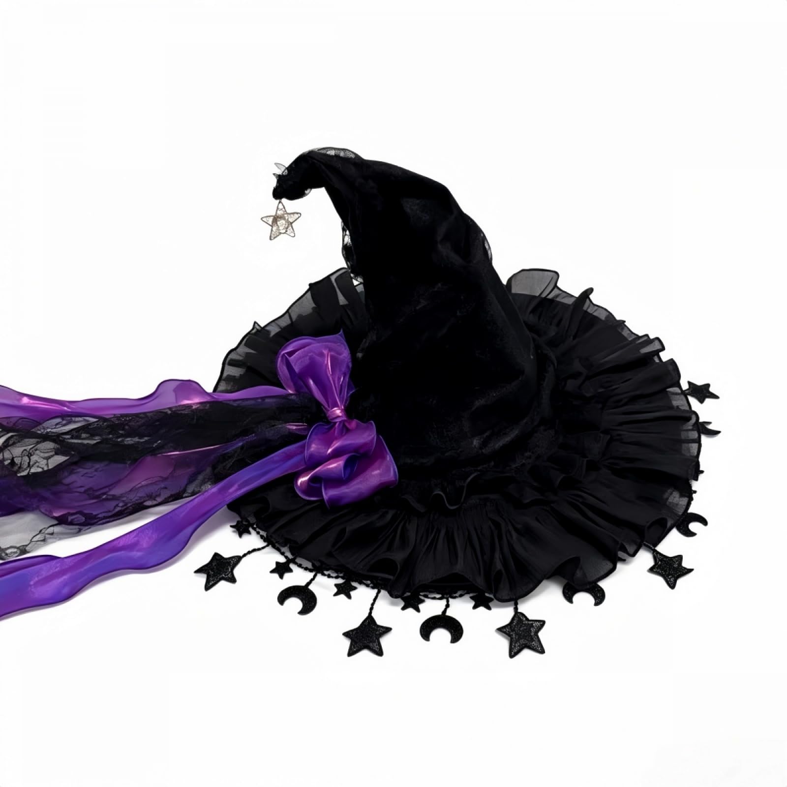 Kajoeiae Witch Hat for Women Gothic Wizard Hat for Adult Halloween Costume Accessory (Purple, M)