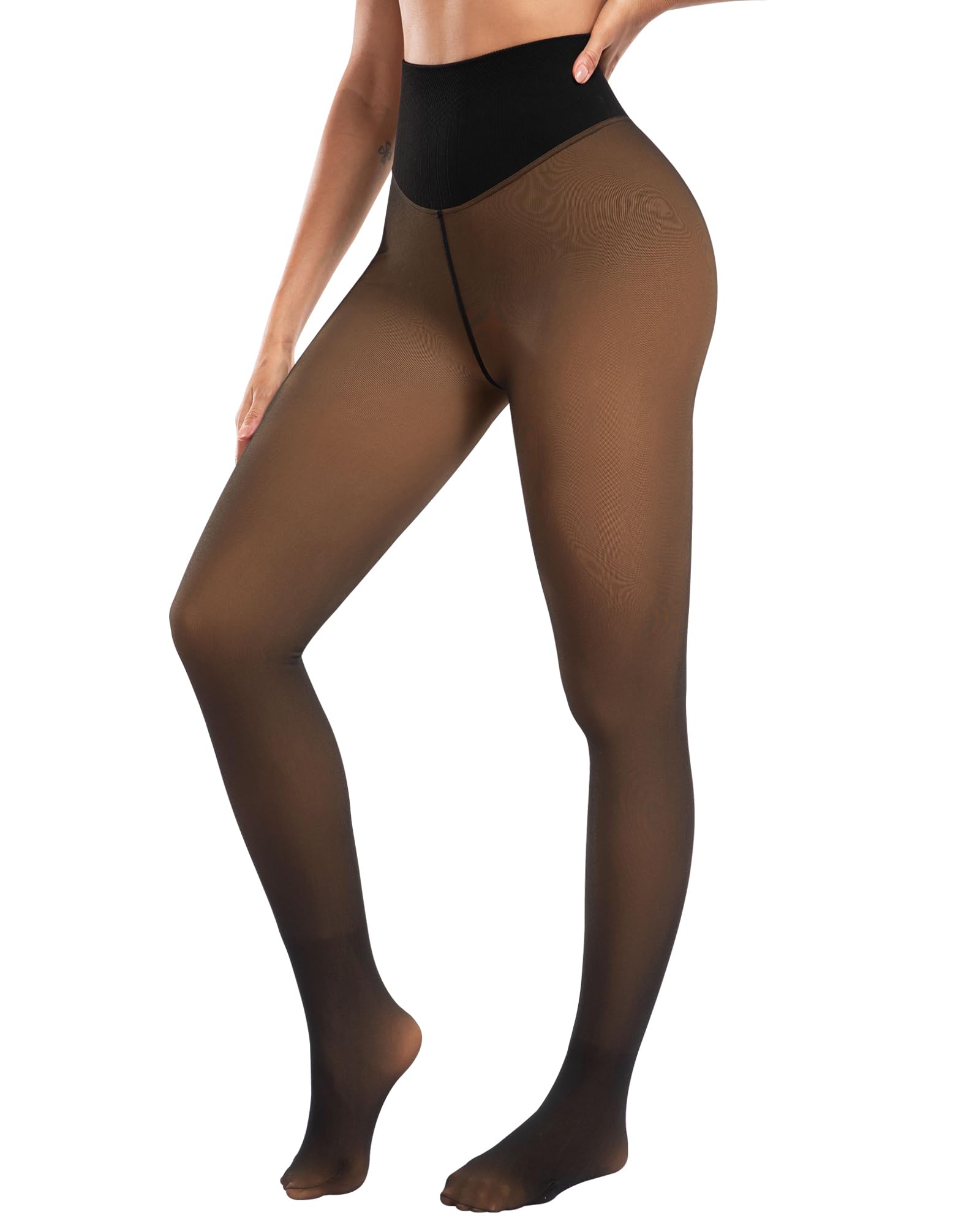 ATHVOTAR Fleece Lined Winter Tights Women - Thermal Warm Opaque Pantyhose Thick Sheer Leggings