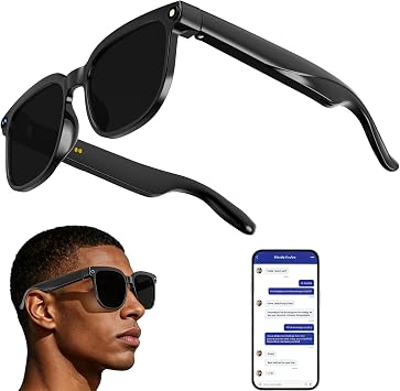 Smart Glasses with Camera, 8MP HD Anti-Shake Camera Glasses, 1080P Video Recording Dual Mic Sunglasses, Real Time Translation, Built-in ChatGPT Voice Assistant, Open-Ear Audio for Travel&Outdoor
