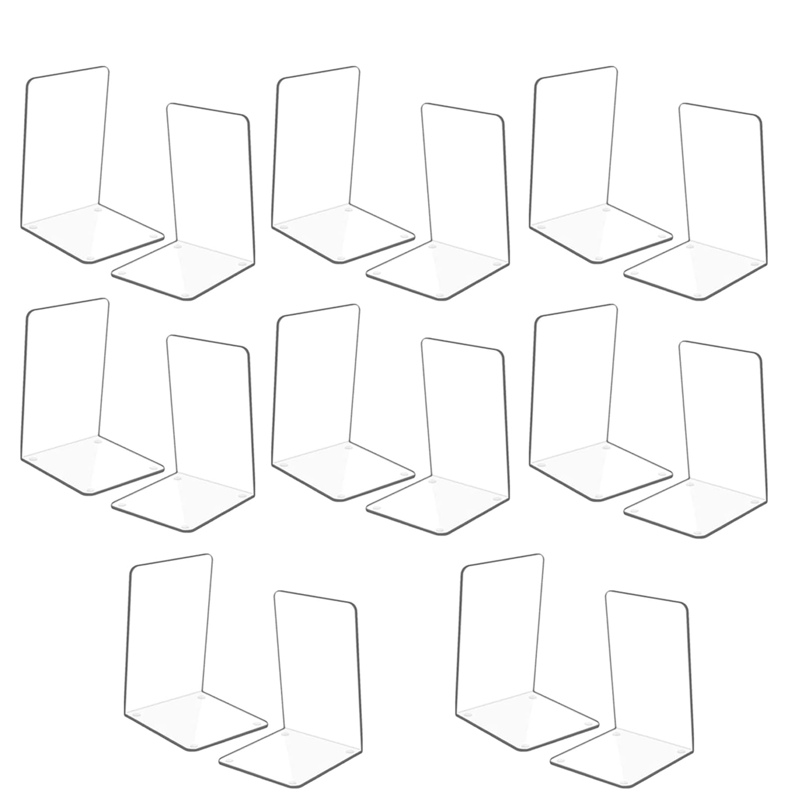 Adwikoso Clear Acrylic Book Ends, 16 Pcs Bookends for Shelves, Non-Slip Book Holder Stand, Decorative Book Stoppers for Heavy Duty Books Office