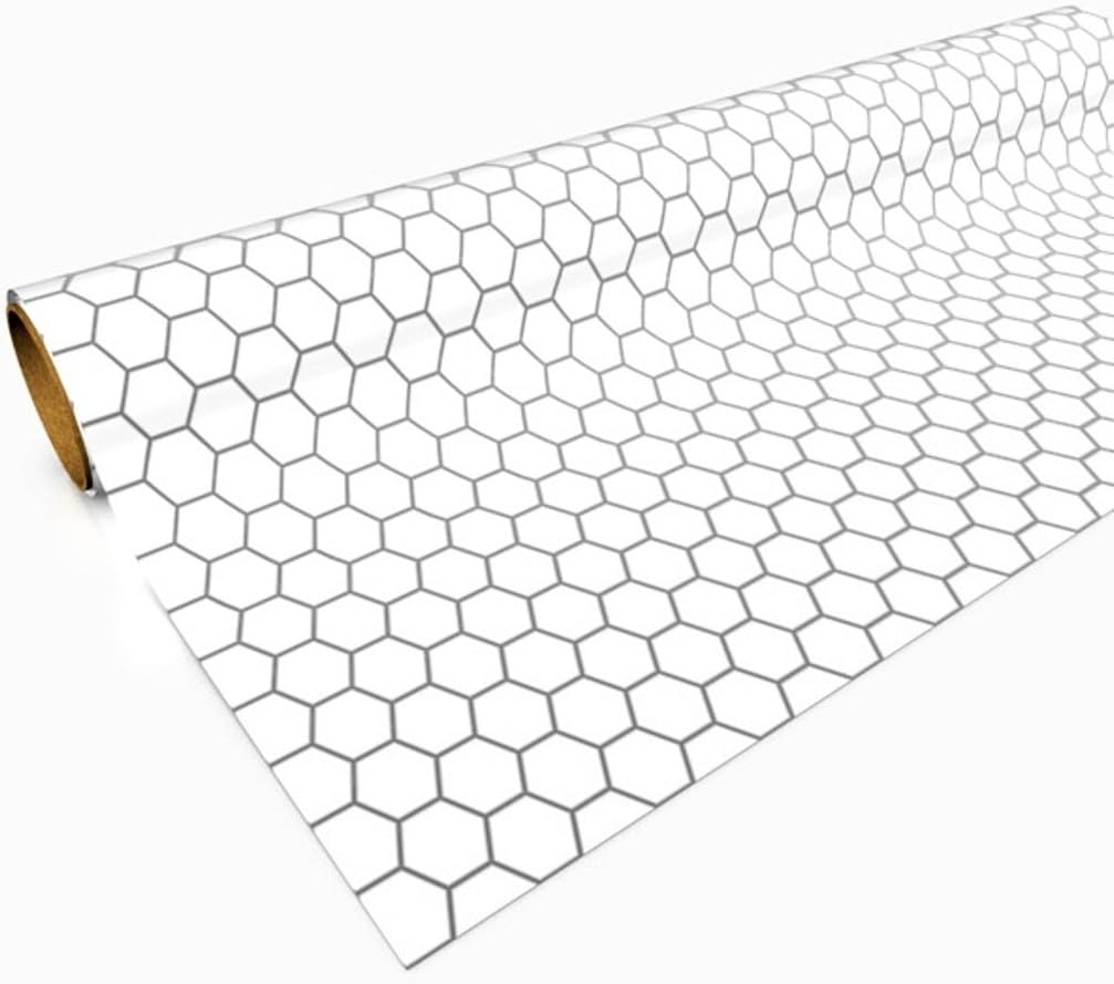 White Gaming Paper 1in Hexes 30in x 12ft 1 Roll