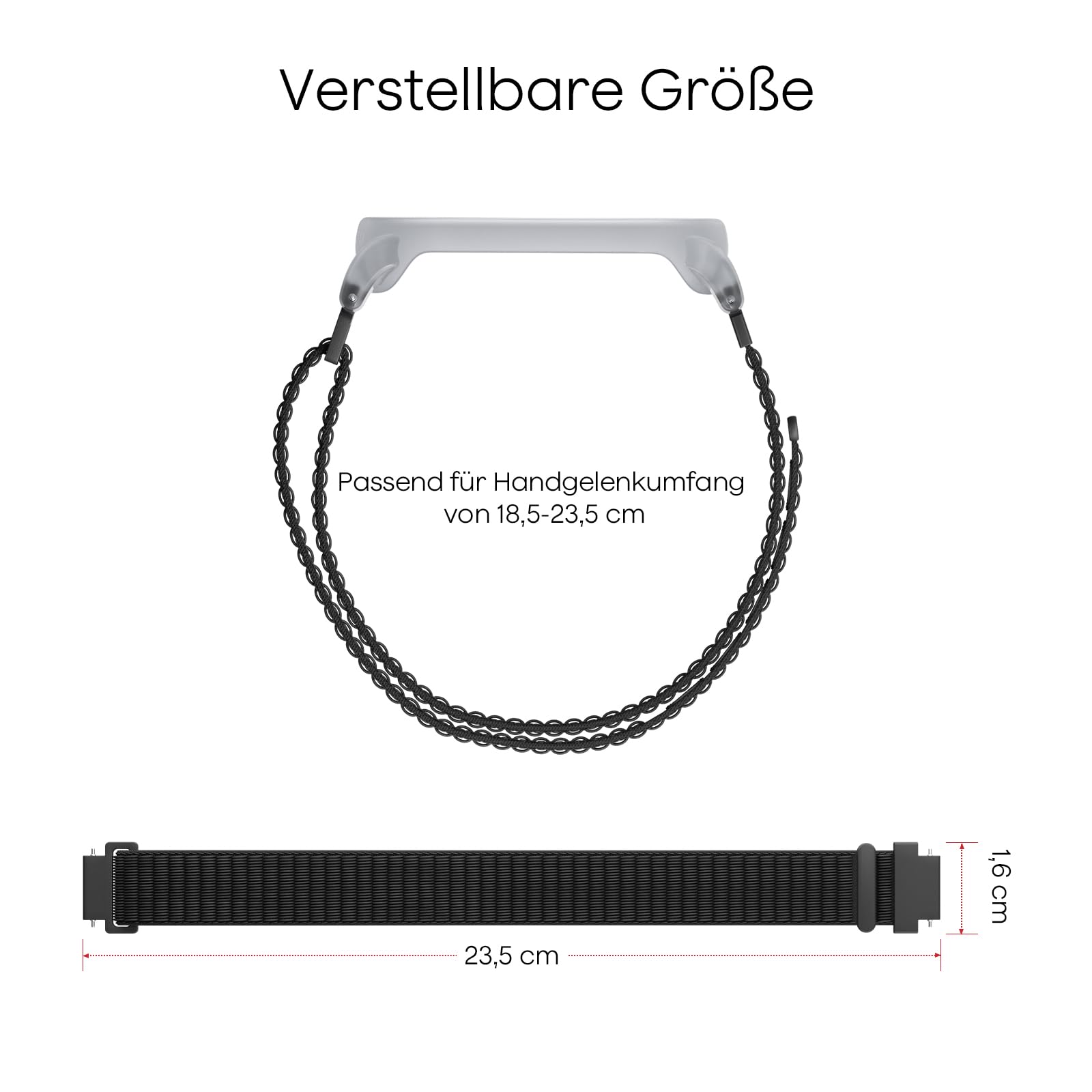 Plaud Armband, Verstellbares tragbares Band für den NotePin und NotePin S KI-Sprachrekorder, Atmungsaktives Nylonband mit Klettverschluss, Für 18,5-23,5 cm Handgelenke