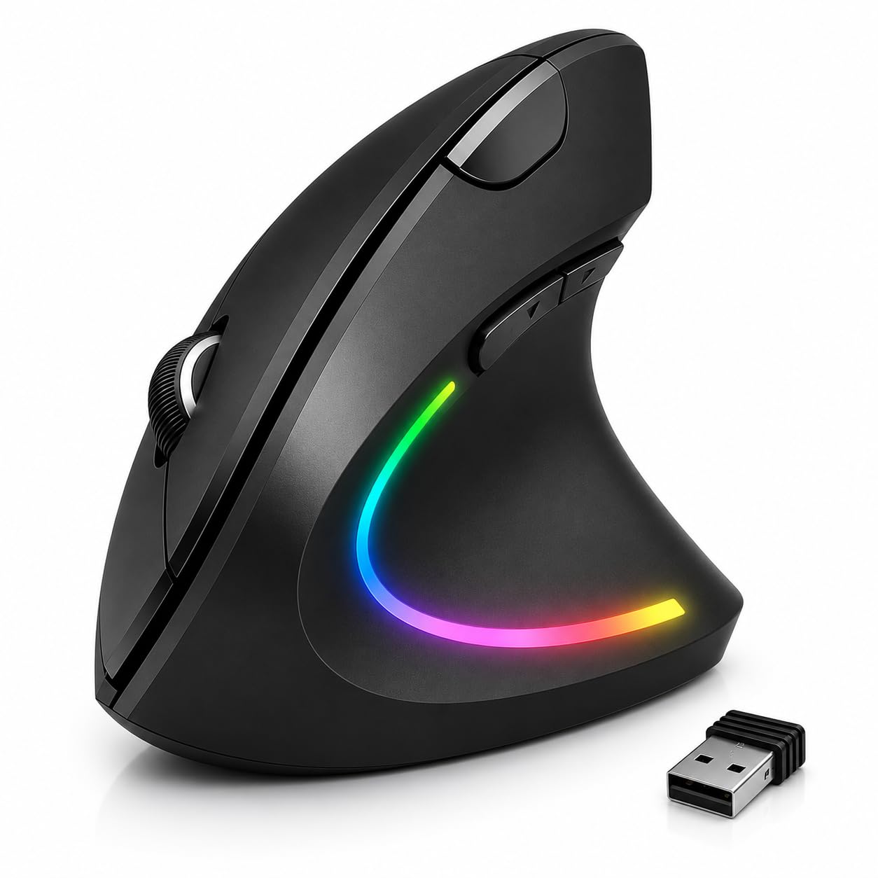 Mouse Vertical Ergonômico Sem Fio 2.4G Óptico com DPI Ajustável
