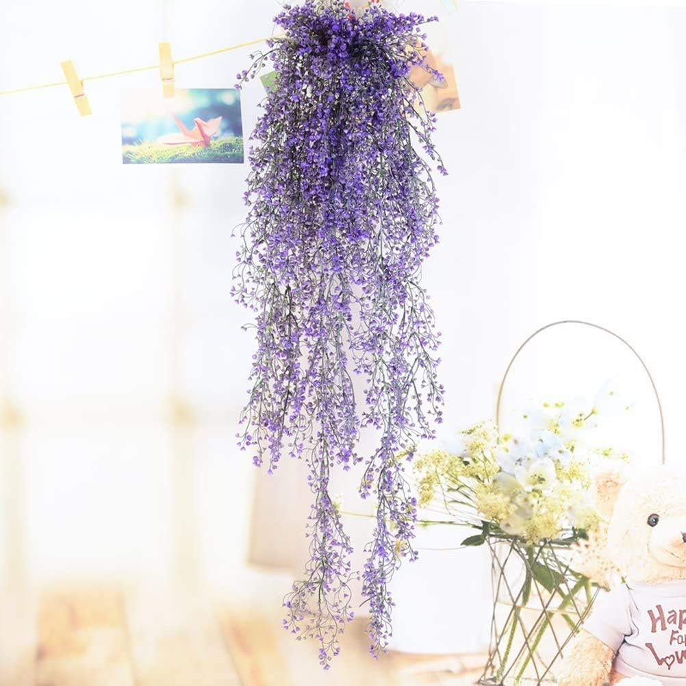 Shiwaki Imitation Admiralty Willow Wall Hanging Rattan Flower Vine Wall Home Garden Wedding Decor Vine (Purple long) - Image 4