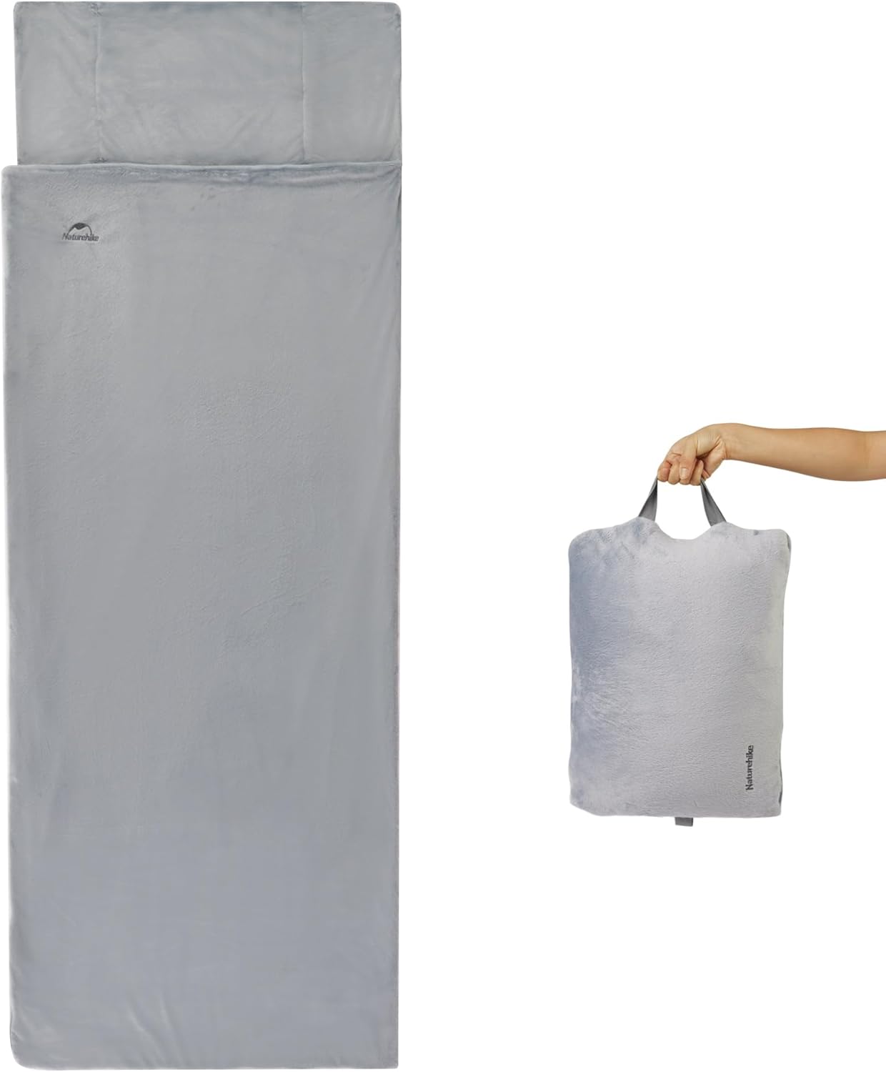 Naturehike 48.2°f Cotton Coral Fleece Sleeping Bag for Cold Weather, Sleeping Bag Liners for Adults and Kids, Pillow or Blanket for Camping, Hiking, Office, Home Blue