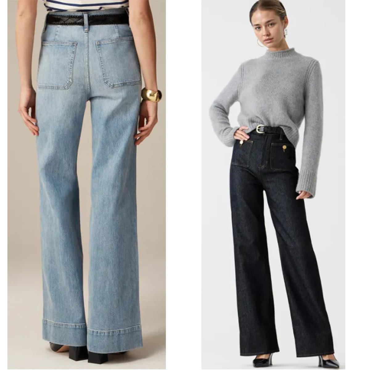 Le favori d'Oprah - Pantalon Large de Marin à contrôle du Ventre, Jean à Jambe Large Chiccurva, Jean préféré d'Oprah (A,XL)
