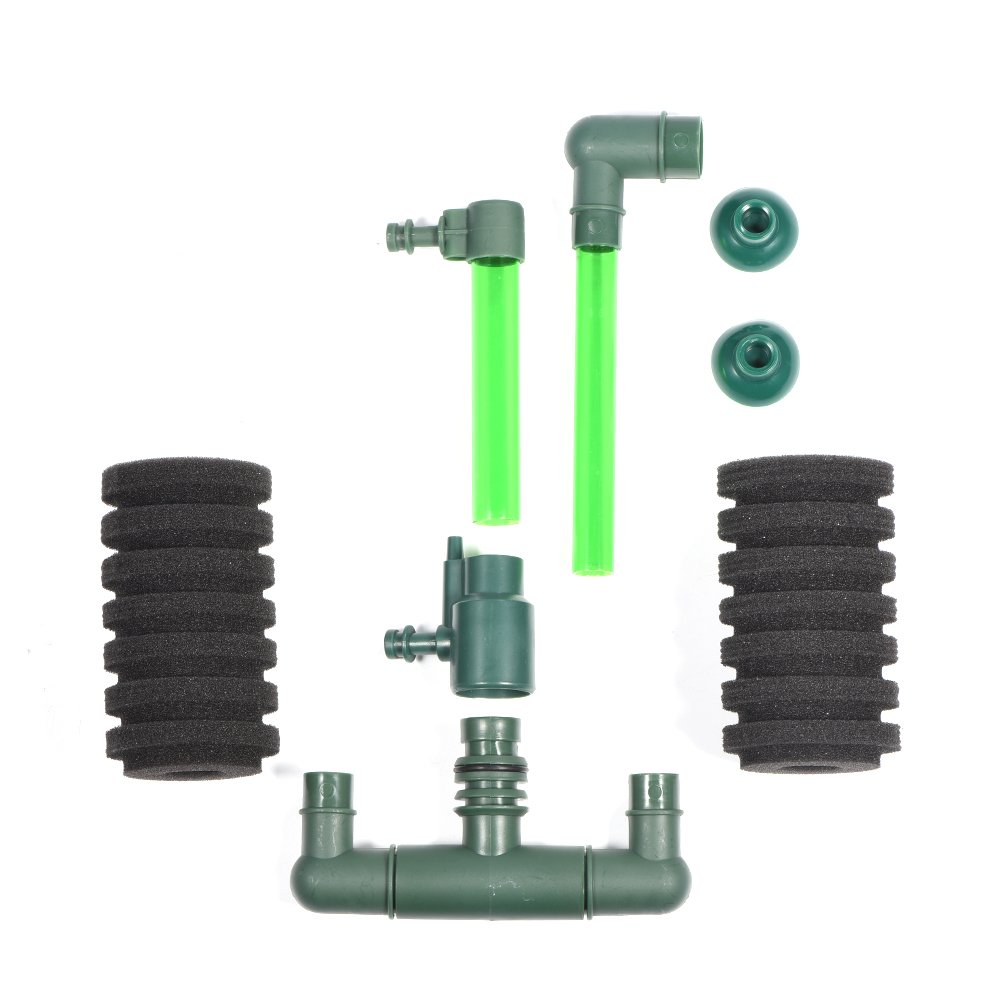 Filtro a Base di Schiuma biochimica Bio Sponge Double Head Air Pump con Ventosa per Attrezzatura Acquario (QS-100A)