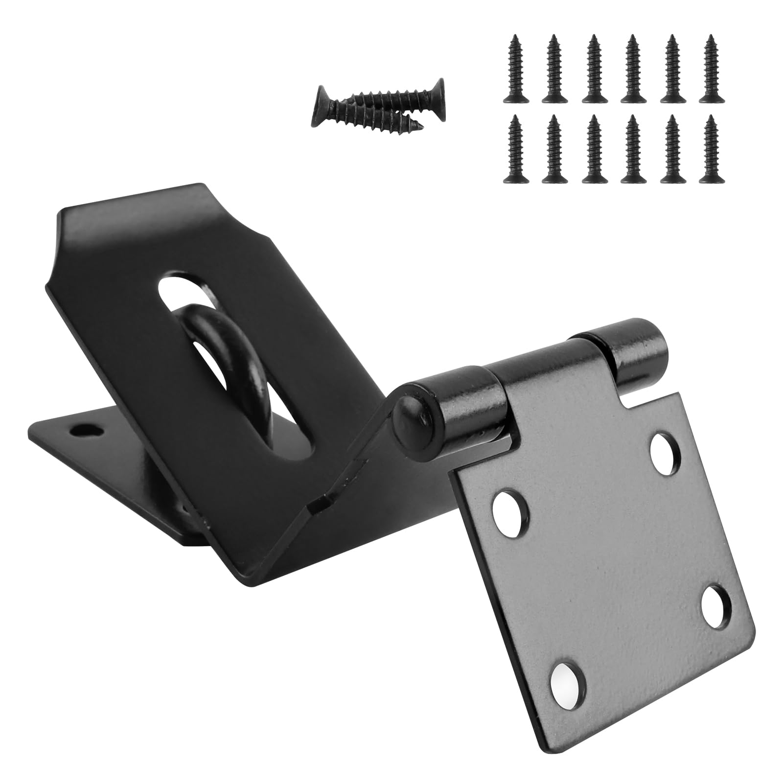 HOWDIA 4 Inch Door Hasp Latch 90 Degree, Stainless Steel Safety Right Angle Padlock Hasp Locking Latch Security Door Clasp Hasp Lock Latch for Push/Sliding/Barn Door, 2mm Thick, Brushed Black — image 1