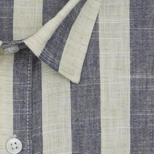 Image of GHPC Cotton Linen Striped Half Sleeves Regular Fit Formal Shirt for Men