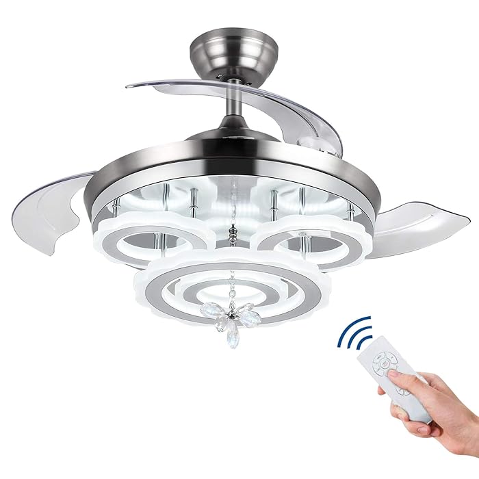 Buy 42" LED Fandelier Fan Invisible Ceiling Fan with Retractable Blades