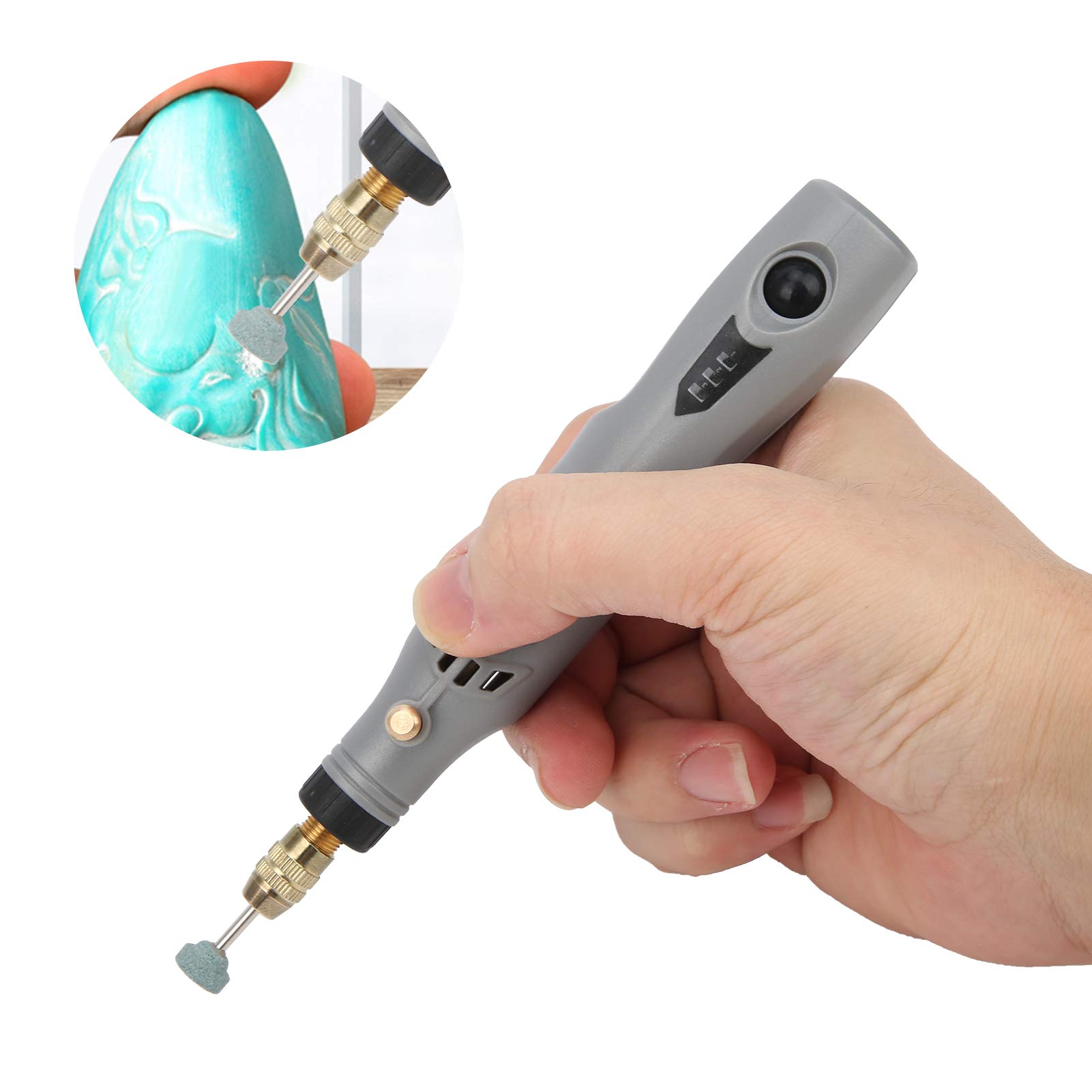 TOOLSGO 12W 3.7V Mini USB Rechargeable DIY Electric Grinder Pen Kit Adjustable 15000 RPM Cordless Rotary Tool for Wood Carving Engraving Sanding Polishing
