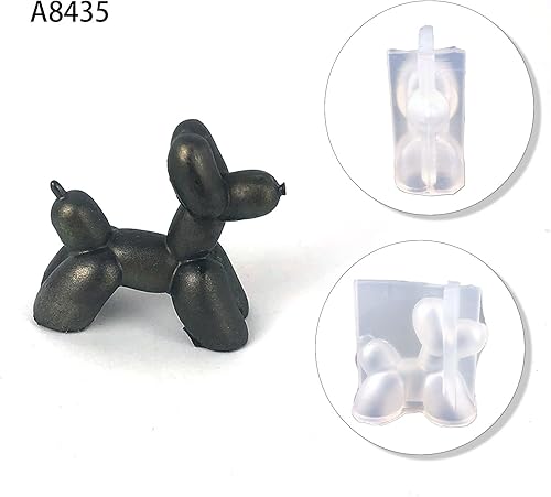 Miniatura 3 de Molde de silicona para perros con globos, 2 moldes de resina para perros en 3D, lindo molde de silicona para perros y cachorros para decoración