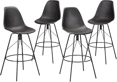 Miniatura 10 de Changjie Furniture Juego de 4 taburetes de bar giratorios de altura de mostrador, sillas laterales de plástico (24 pulgadas, gris)