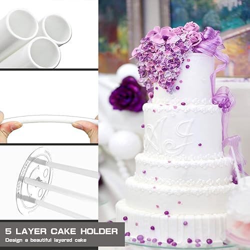 Miniatura 4 de 40 piezas de soporte de plástico para tartas, 35 pilares para pasteles y 5 platos separadores de pasteles para pasteles de 4, 6, 8, 10, 12 pulgadas,