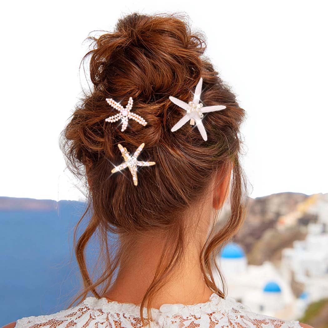 Unicra Starfish Hair Clips Gold Seashell Hair Clip Beach Mermaid Hair Accessories for Women and Girls Pack of 3 (Gold) - Image 4