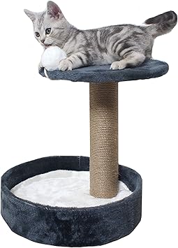 Amazon 犬と猫と私 爪とぎ ポンポン付き ミニ猫タワー ベッドにもなるかわいいデザイン キャットタワー 高さ35cm 簡単組み立て 据え置き型 ちょうどいい大きさ 省スペース 耐久 長持ち 頑丈 安定 プレゼント おしゃれ 運動不足解消 ペット 子猫 猫 ストレス解消