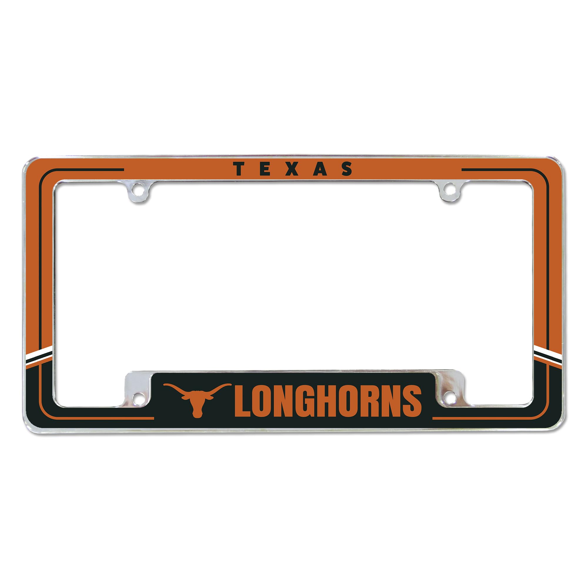 Rico Industries NCAA Texas Longhorns Two-Tone 12x6 Chrome All Over License Plate Frame