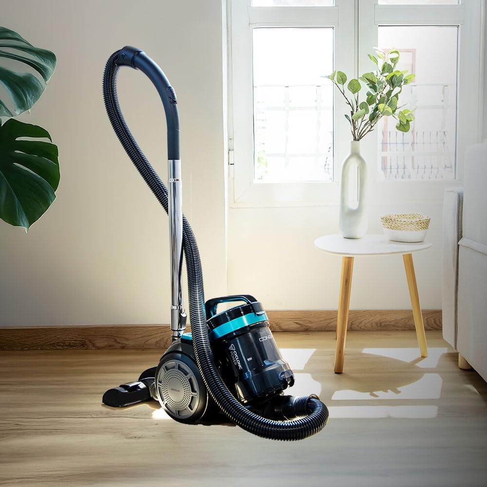 Cecotec Conga Rockstar Cyclonic XL bezworkowy odkurzacz do sań 890 W, zbiornik o dużej pojemności 2,5 l, filtr o wysokiej wydajności, regulowana metalowa rura teleskopowa oraz akcesoria meblowe i