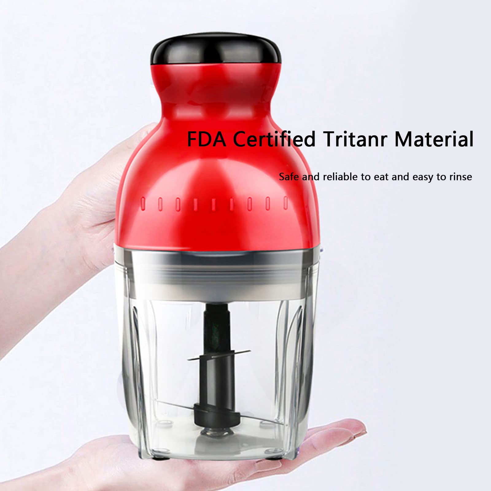 Frullatore Tritatutto Elettrico con Ciotola Vetro/Acciaio Inoxà, 500ML Tritatutto da Cucina Elettrico, Lama in Acciaio Inox a Quattro Taglienti, Tritacarne Miniper Frutta,Verdura,Spezie,Off white