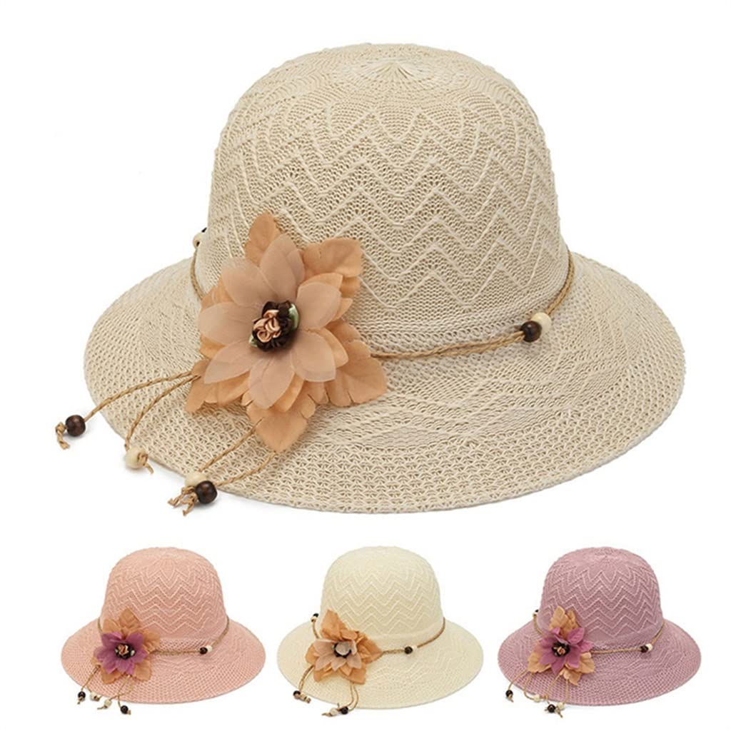 Sombrero para el Sol Plegable de ala Grande para Mujer, protección Elegante, Paja de Playa (b En Storlek)