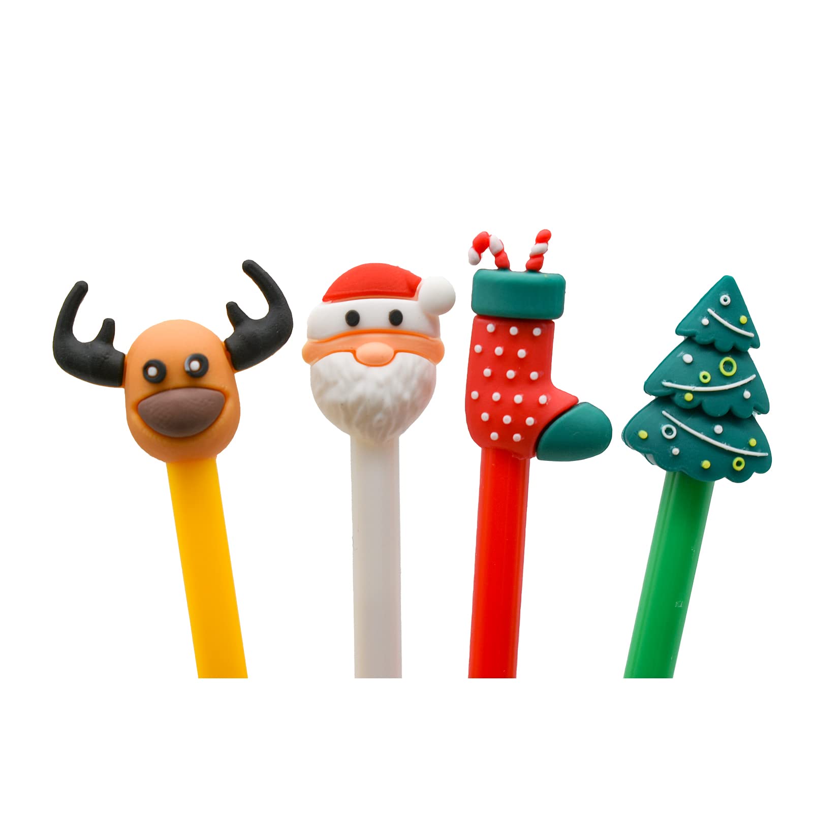 24 Weihnachts-Klickstifte – Mit Weihnachtsmotiven, Schwarze Gel-Tinte, 15 Cm Lang