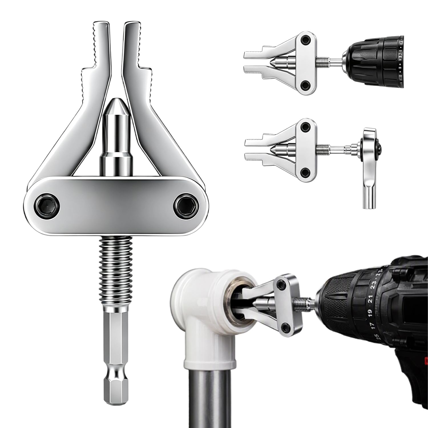 Broken Pipe Extractor Tool, 2027 New Pipe Thread Extractor, Durable Shower Arm Extractor, Drill Powered Plumbing Extractor for 1/2, 3/4 and 1 Inch Broken Pipe Fittings (1)