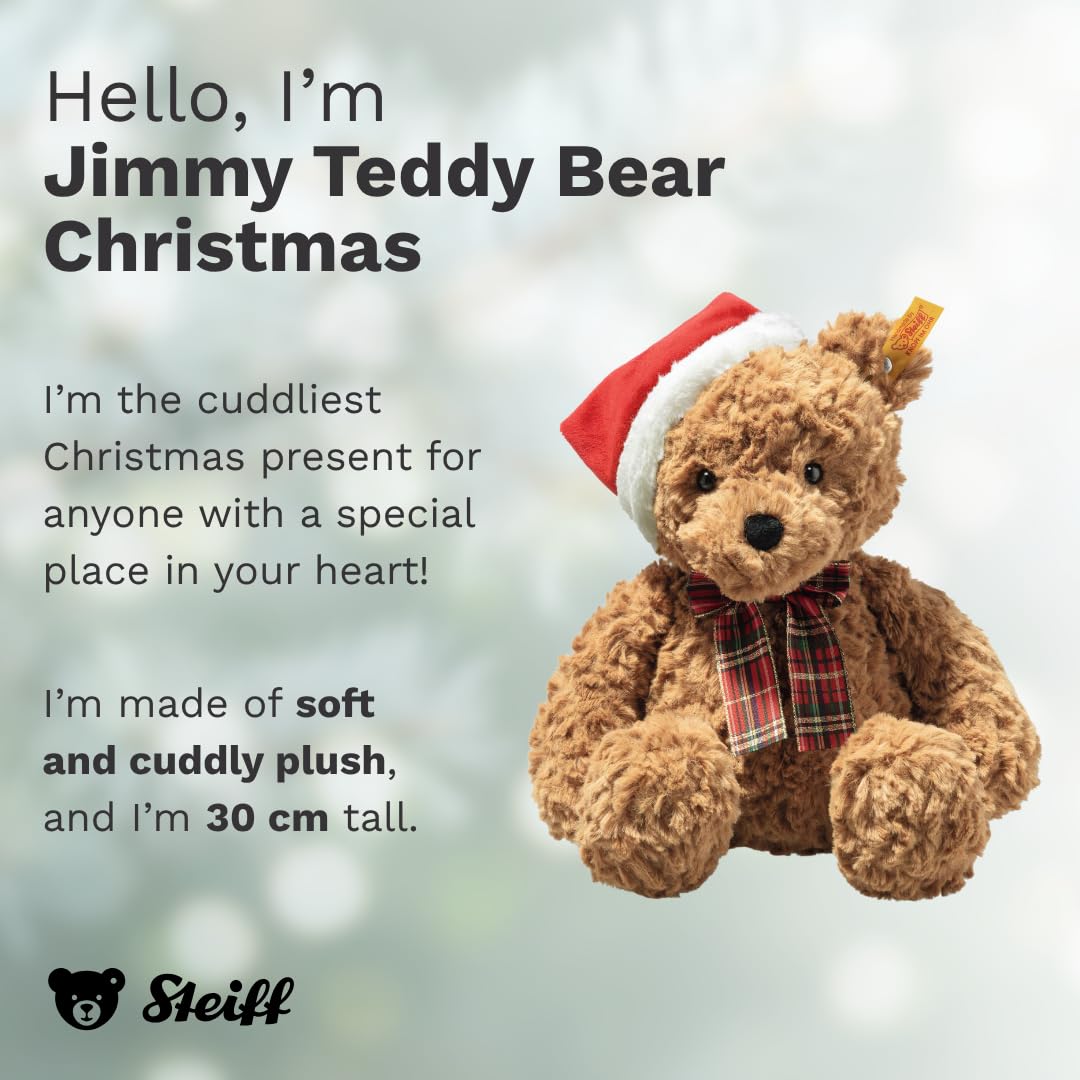 Steiff soft toy Jimmy Teddy Bear Christmas, cute cuddly toy with plastic eyes, children, boys & girls, Friends - Image 2