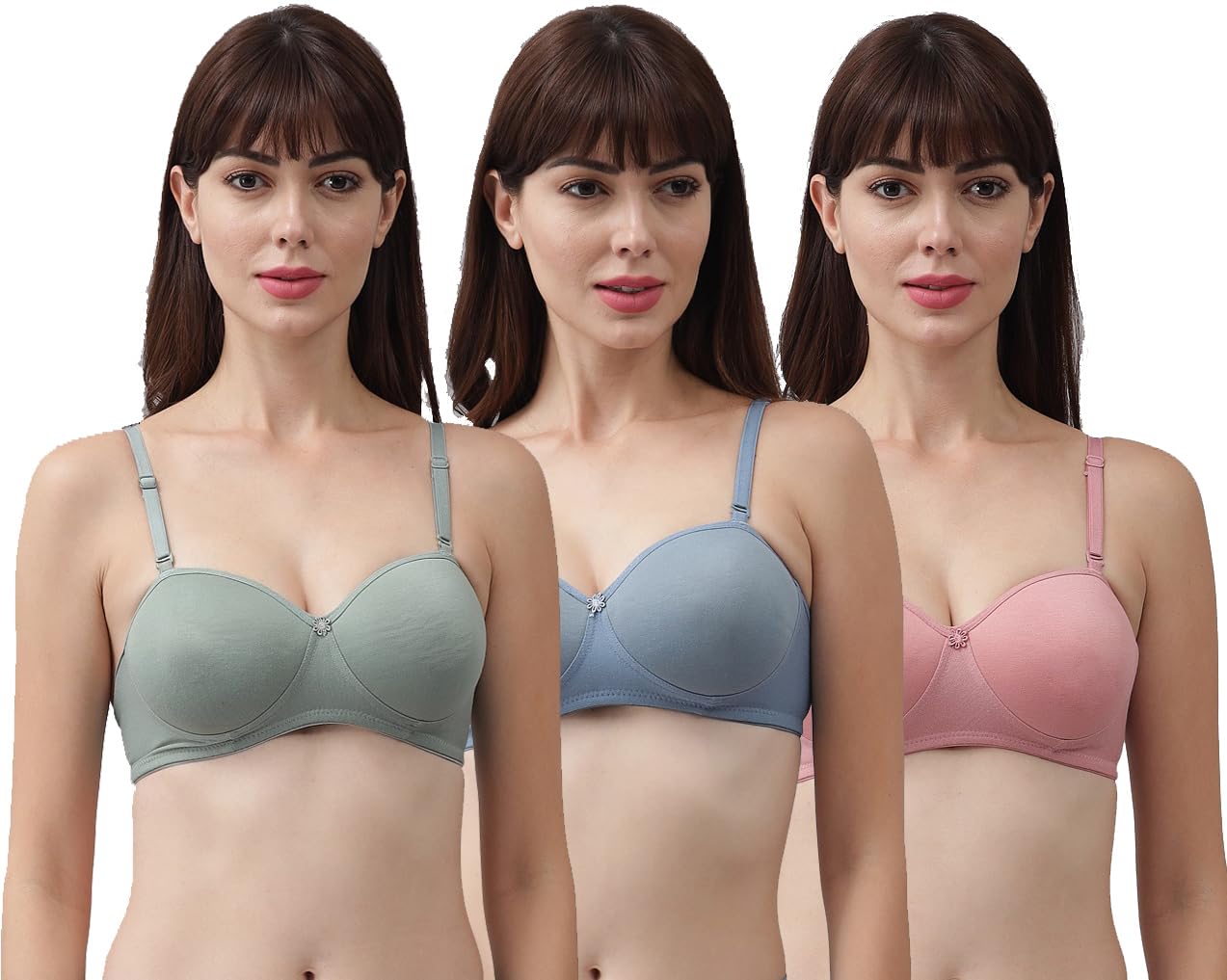 SPUNN Women’s Cotton Blend Light Padded Wirefree T-Shirt Bra Combo