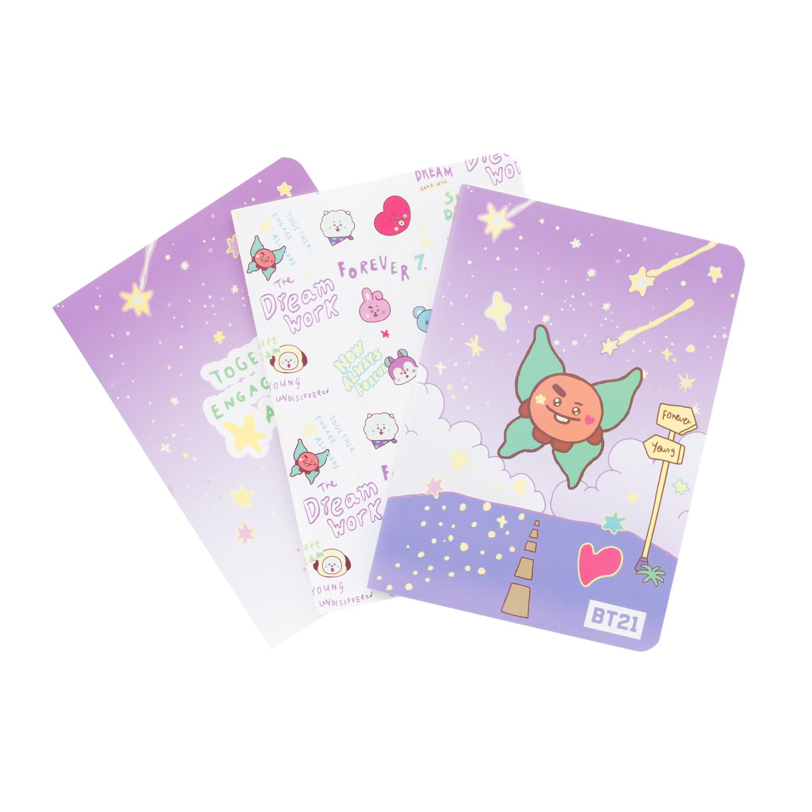 Grupo Erik A6 Notebook Set - BT21 Kawaii Stationery | 3 A6 Notebooks - Lined, Plain, Dotted - 32 sheets (64 pages) | Shooky BT21 Merch, Kawaii Stuff, Cute Stationery Gifts Under 15 Pounds