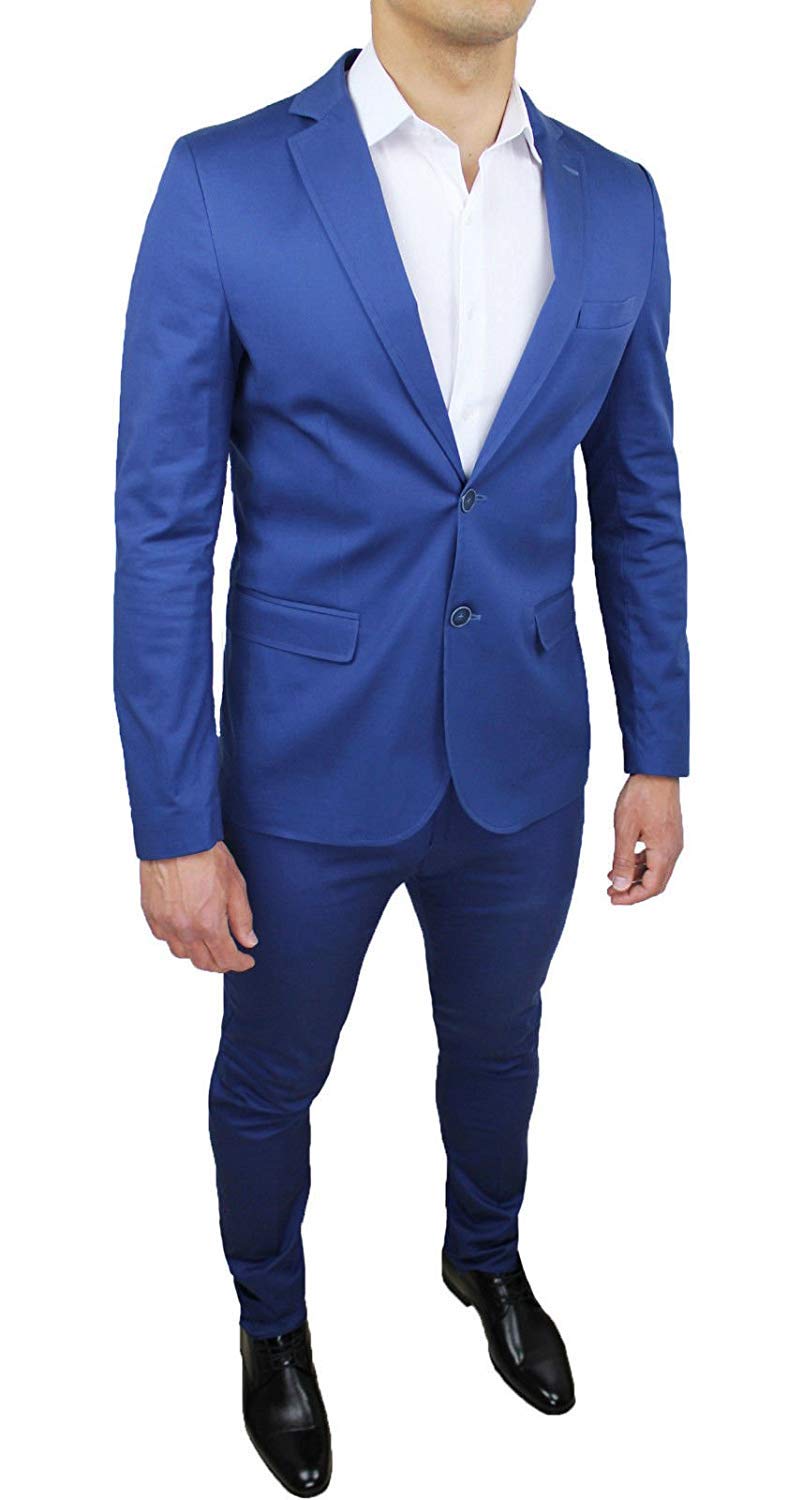 Abito Completo Uomo Blu Chiaro Collezione Sartoriale Slim Fit Vestito Elegante Cerimonia 100% Made in Italy
